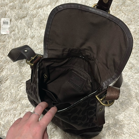 Set (2 pc) Coach Studded Lurex Flap Duffel & Matching Wristlet - Picture 13 of 16